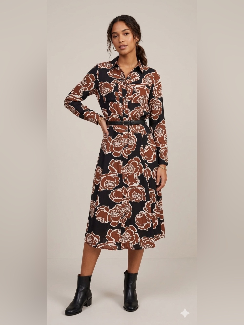 Who What Wear Bold Floral Button-Up Dress